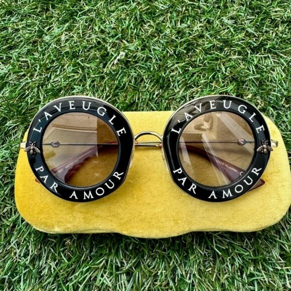 New Gucci GG0113S Oversized Round Black Women Sunglasses main image 4